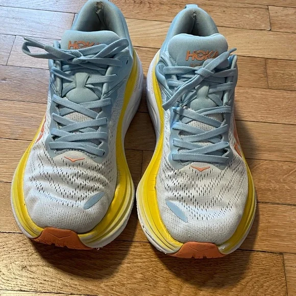 Hoka Women's Gray and Yellow Bondi 8 Running Shoes Size 9.5 - Picture 14 of 16